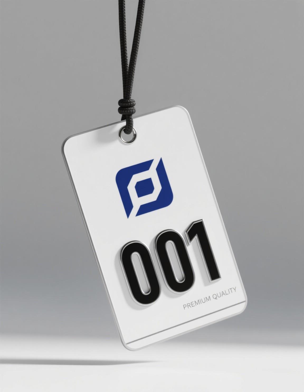 Custom rear view mirror hang tag with logo and numbering